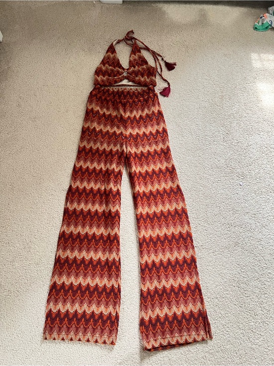 Koton Pants - Chevron Halter Knit two pieces in Rust Multi